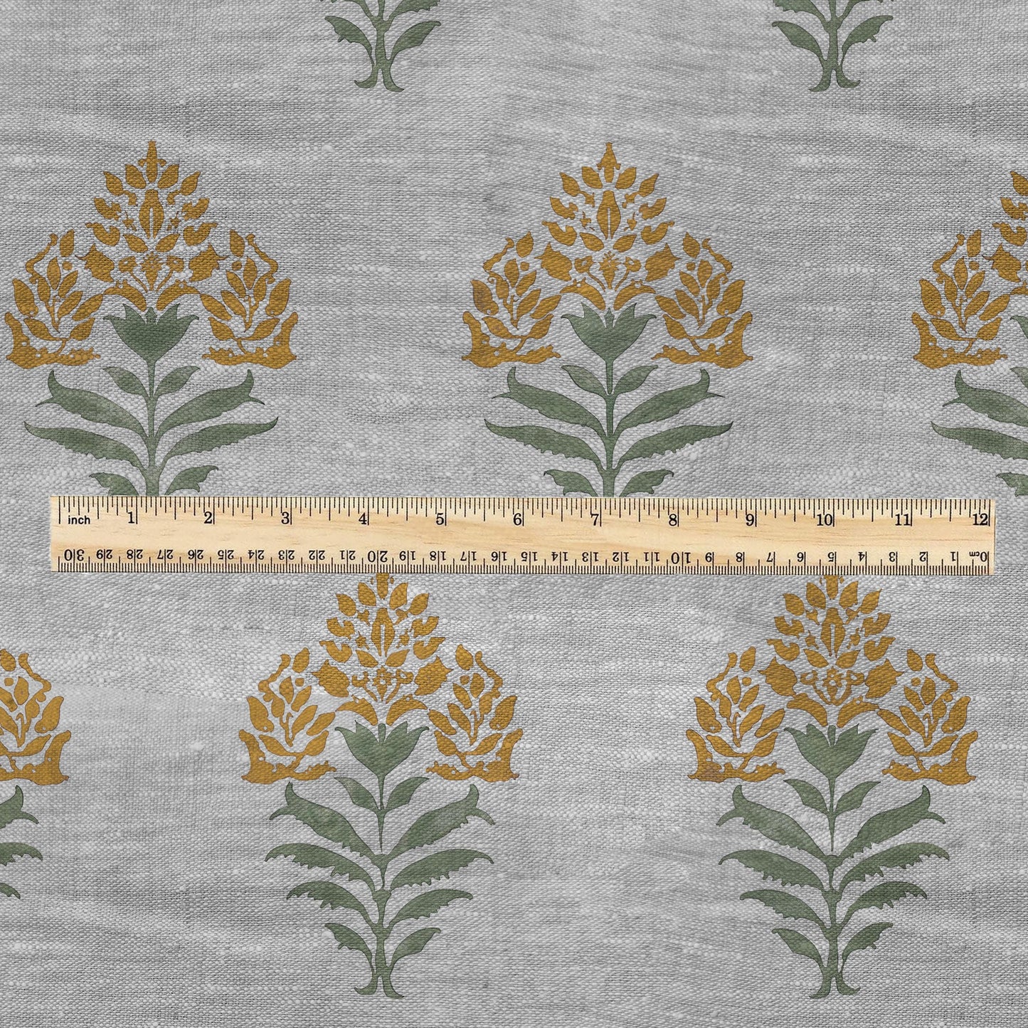100% LINEN Fabric Block print Parijat flower - oatmeal linen fabric with floral print - heavy for home decor clothing 2753