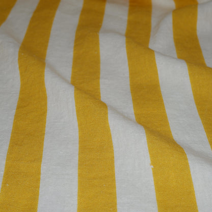 100% LINEN Fabric Maxi striped yellow white Avignon - french linen floral upholstery home textile Victorian fabrics 3351