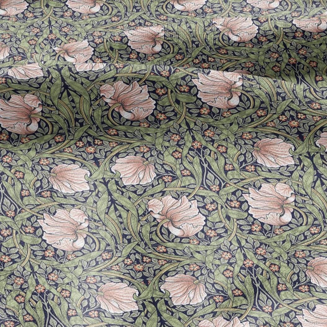 William Morris Pimpernel 100% LINEN Art and Crafts Fabric - Victorian flax fabric - British historical pattern 2979B