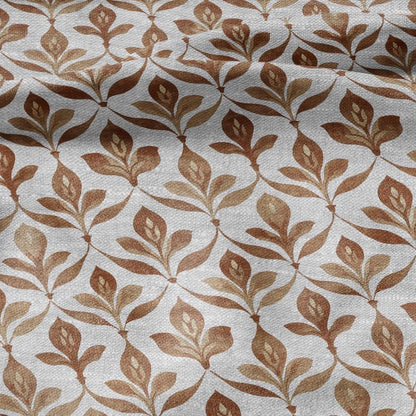 100% LINEN Fabric Brown naive flower print - sepia brown  - for upholstery home decor - medium for dress making 2909