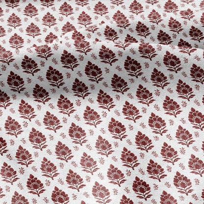 100% LINEN Fabric Rhus blossom print - red Indian floral linen heavy for upholstery home decor - medium for dress making 2803