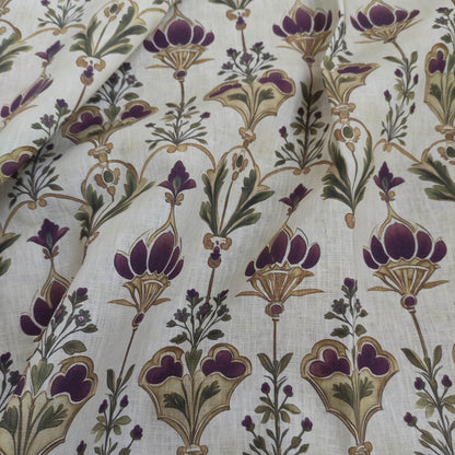100% LINEN Fabric queen Victoria print linen - regency linen botanical fabric for upholstery home decor dress making