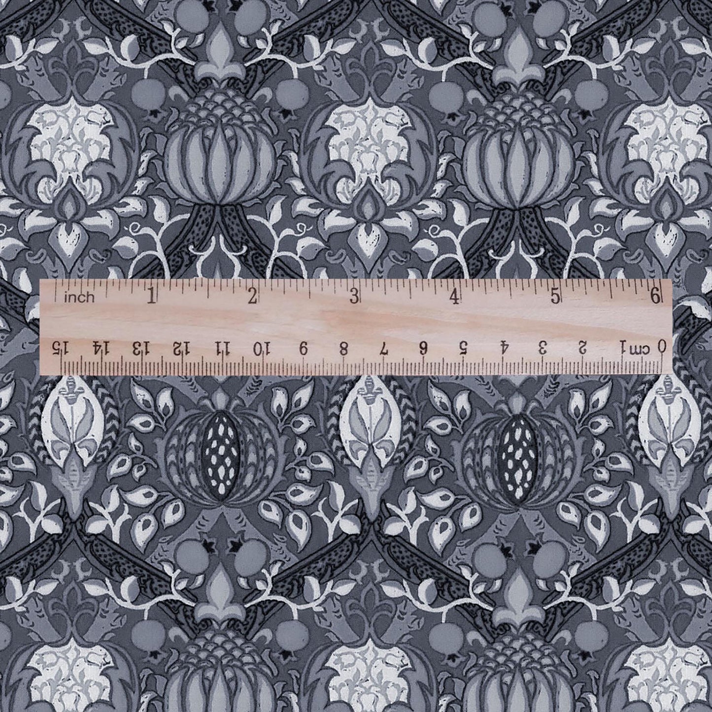 100% LINEN Fabric William Morris Granada gray print - British linen floral upholstery home textile Victorian fabrics 3238