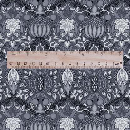100% LINEN Fabric William Morris Granada gray print - British linen floral upholstery home textile Victorian fabrics 3238