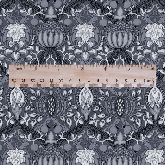 100% LINEN Fabric William Morris Granada gray print - British linen floral upholstery home textile Victorian fabrics 3238