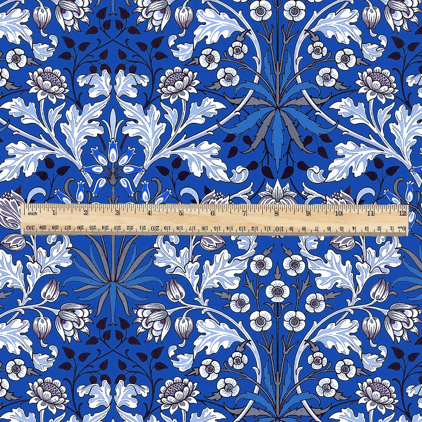 100% LINEN Fabric William Morris Hyacinth blue print - British linen floral upholstery home textile Victorian fabrics navy blue 3146