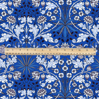 100% LINEN Fabric William Morris Hyacinth blue print - British linen floral upholstery home textile Victorian fabrics navy blue 3146