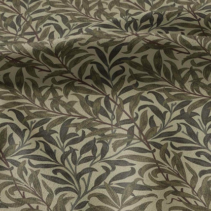 William Morris Willow Bough dark khaki print 100% LINEN Fabric - British linen floral upholstery home textile Victorian fabrics 3203