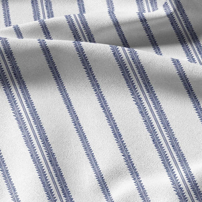 100% linen fabric stripe blue print - Vintage grain sack geometric - Historical pattern upholstery dress making 3381