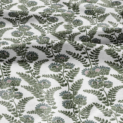 100% LINEN Fabric Modern abstract green vines - botanical Grandmillenial - heavy linen fabric for upholstery home decor 3110