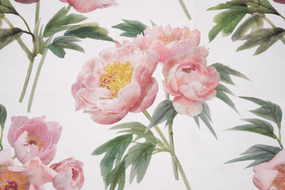 100% linen fabric 400gsm 12oz  - UPHOLSTERY - floral peony print -  Heavy weight, dense.  For crafts, upholstery, decoration