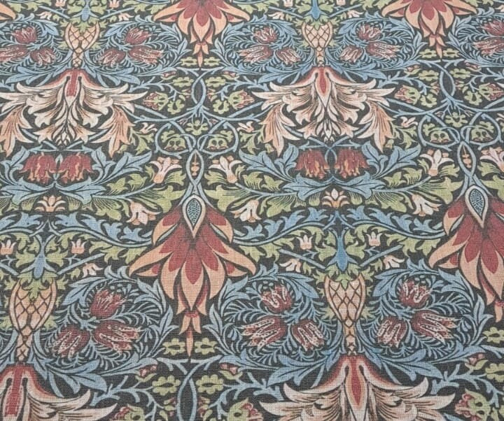 William Morris Snakehead 100% LINEN  Art and Crafts Fabric , William Morris 200gsm flax linen fabric botanical floral