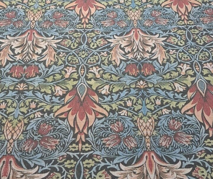 William Morris Snakehead 100% LINEN  Art and Crafts Fabric , William Morris 200gsm flax linen fabric botanical floral