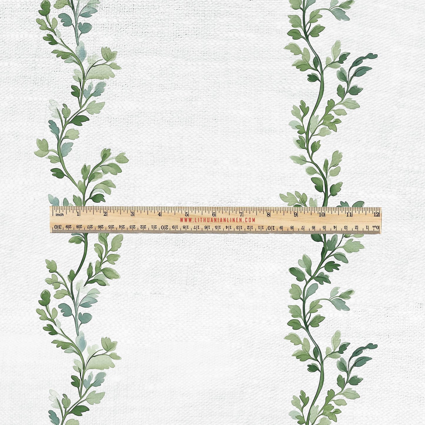 100% LINEN Fabric UPHOLSTERY 12oz - leaves wave stripe print on linen 2709