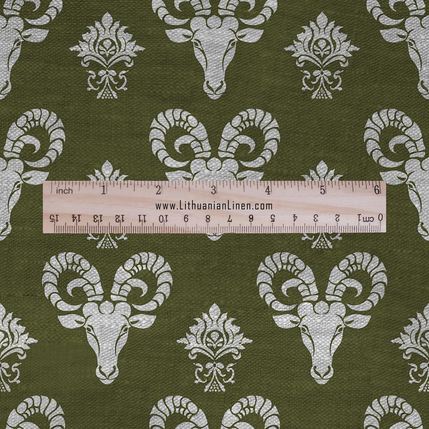 Aries green print on 100% LINEN - Zodiac print Sheep linen Fabric - Linen fabric for dressmaking home textile 2667