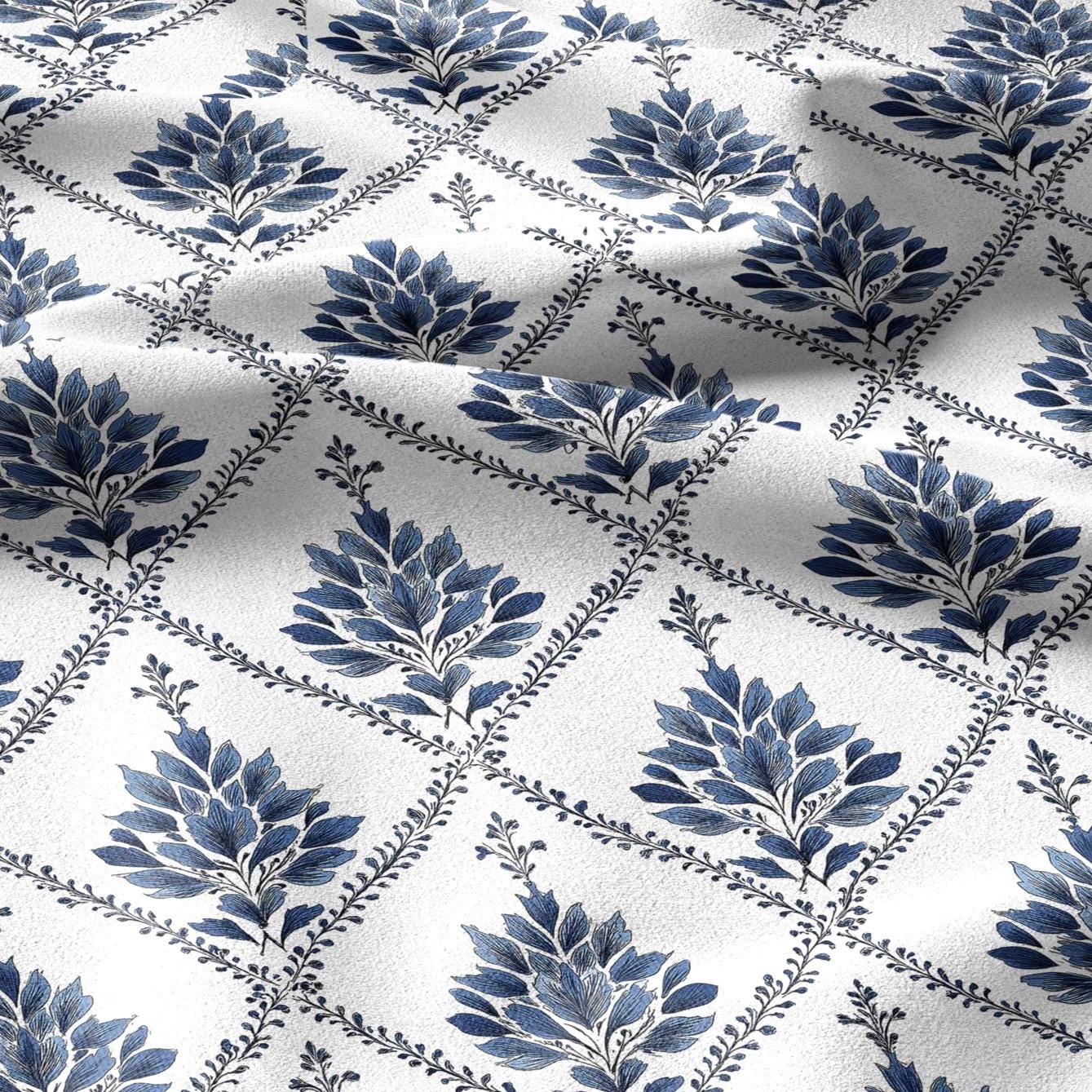 100% linen fabric Herritage geometric print - Vintage modern floral trellis 3422