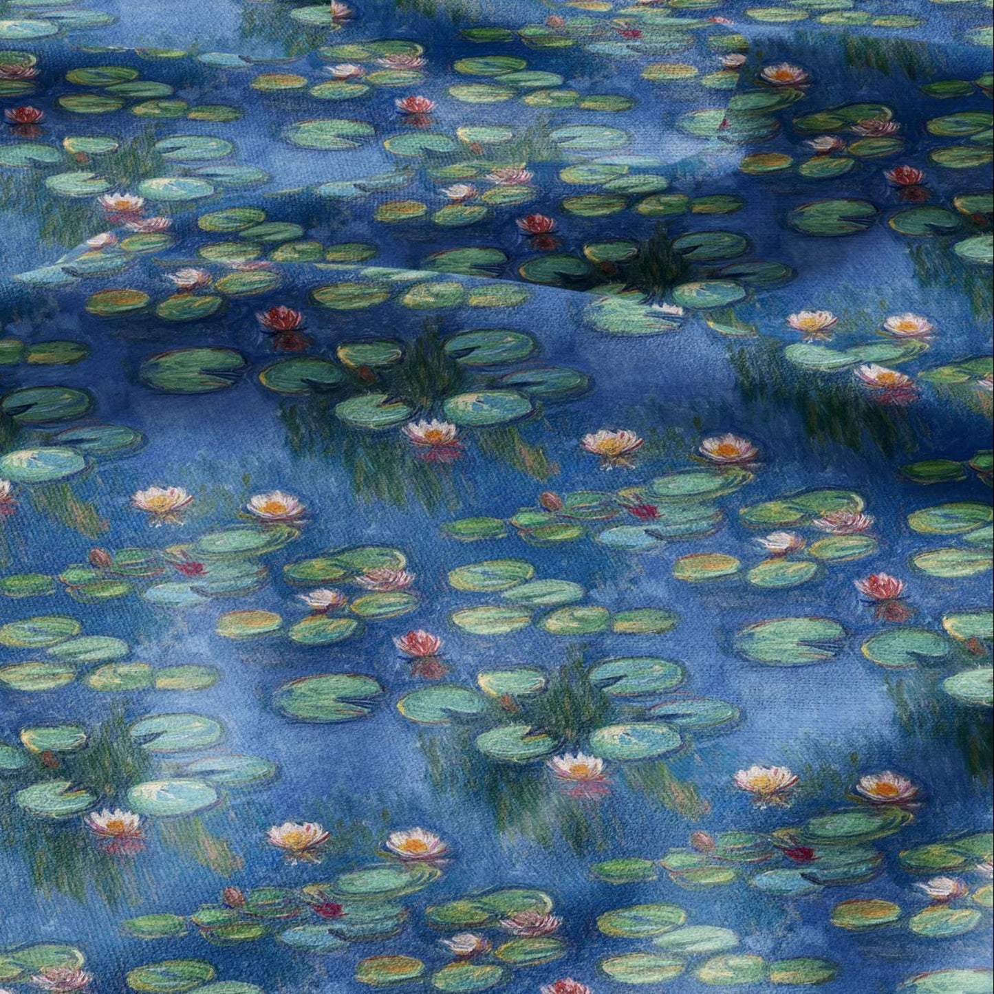 100% LINEN Fabric  - Waterlily - linen fabric inspired by Monet Paintings Water Lilies - heavy linen fabric for upholstery home decor 2072