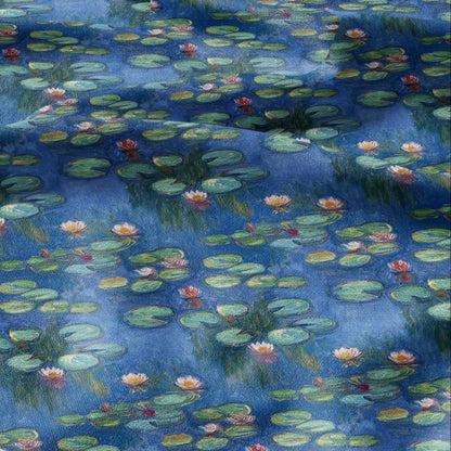 100% LINEN Fabric  - Waterlily - linen fabric inspired by Monet Paintings Water Lilies - heavy linen fabric for upholstery home decor 2072