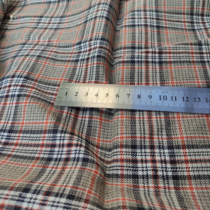 Premium Linen checked Fabric in black natural brown linen | malmo check Medium weight natural black brown