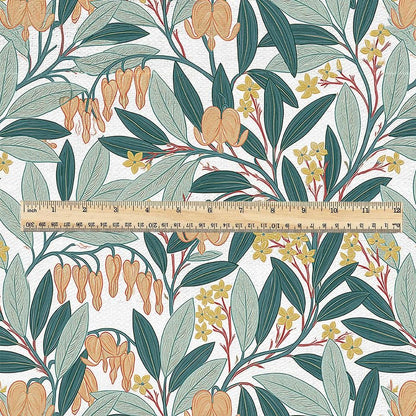 100% linen fabric Bleeding Hearts print - Vintage modern floral botanical pattern 3391