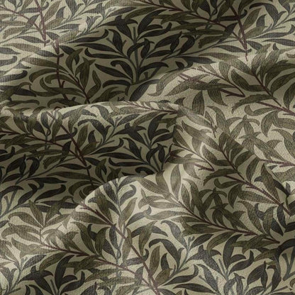 William Morris Willow Bough dark khaki print 100% LINEN Fabric - British linen floral upholstery home textile Victorian fabrics 3203