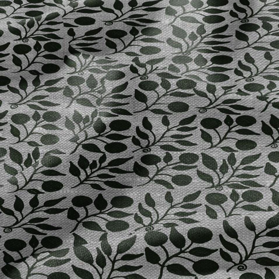 100% LINEN Fabric William Morris Rosehip green gray - oatmeal linen fabric with botanical print - Victorian Art Craft Historical 3296