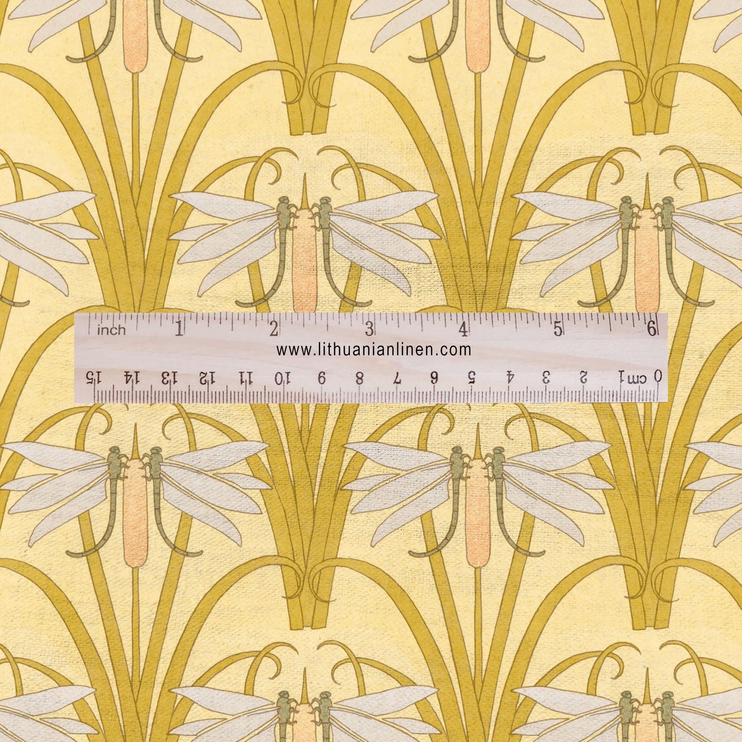 100% linen Art Nouveau Print fabric for Curtain Upholstery Cushion - Floral fabric DRAGONFLIES - fabric material for dress making sewing