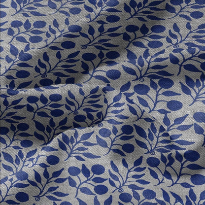 100% LINEN Fabric William Morris Rosehip blue gray - oatmeal linen fabric with botanical print - Victorian Art Craft Historical 3285