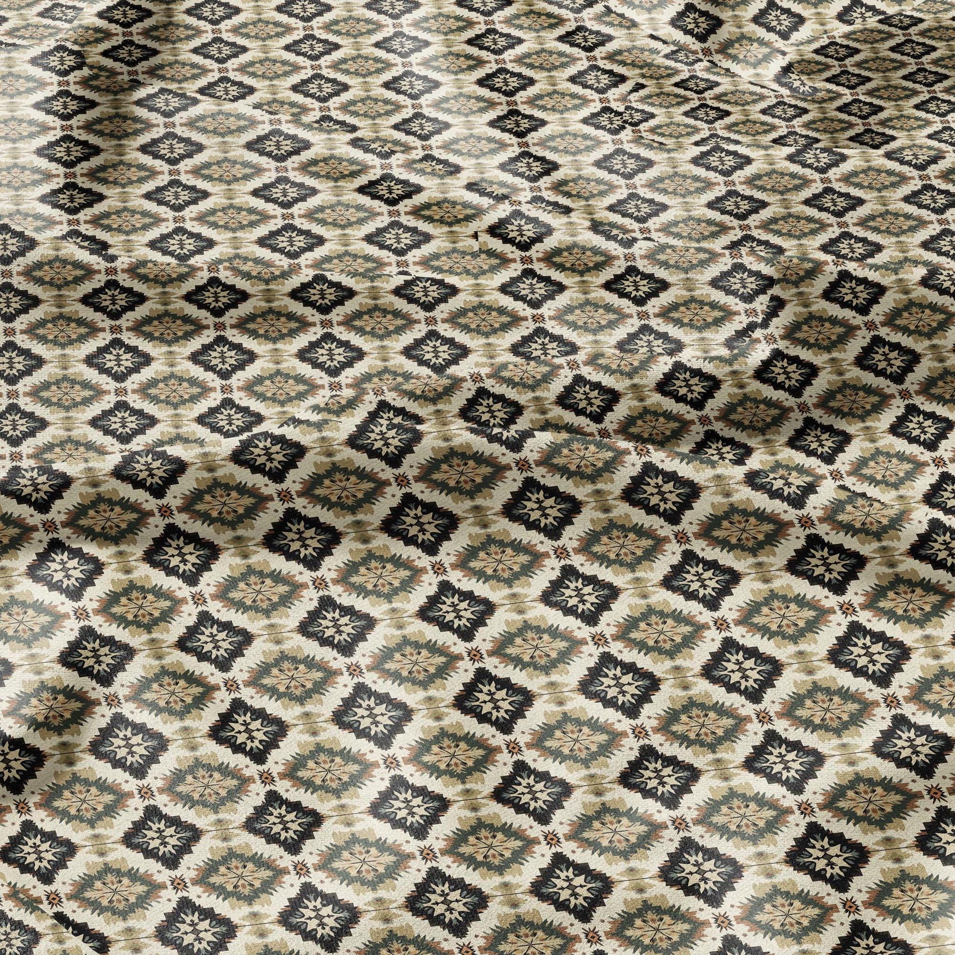 100% LINEN Fabric Western Abstract - tribal print on linen print upholstery curtains dress making