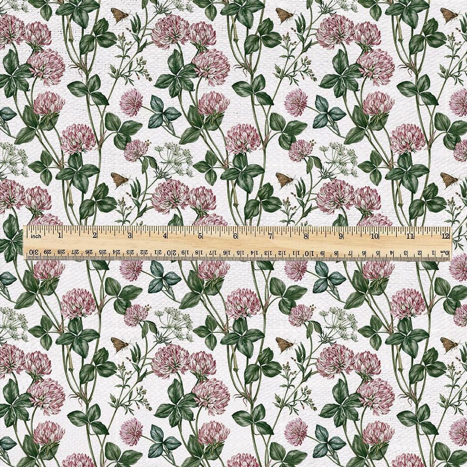100% linen fabric Clover blossom - floral couture upholstery home textile botanical fabrics 3727