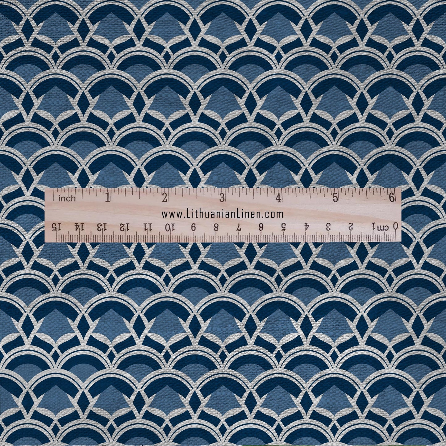 100% LINEN Fabric Japanese blue Burijji print - Geometric bridge print  on oatmeal linen for upholstery curtains dress making 2652