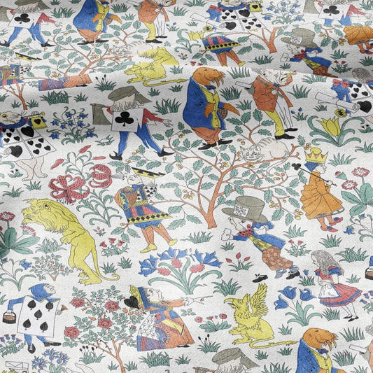 100% linen fabric - Alice in Wonderland by Voysey - Victorian Art crafts - Historical pattern for upholstery dress making 2984