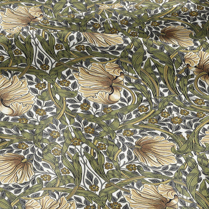 100% LINEN fabric - William Morris Pimpernel olive green beige - British Victorian Art Craft flax - sewing home decor or clothing 3816