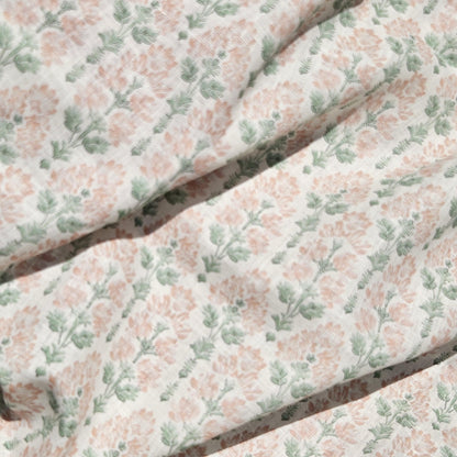 100% LINEN Fabric floral - Pastel Botanical block print fabric large flowers pink blue green for upholstery curtains home textile 2572