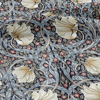 100% LINEN fabric - William Morris Pimpernel navy -  British Victorian Art Craft flax - sewing upholstery home decor or clothing 3813