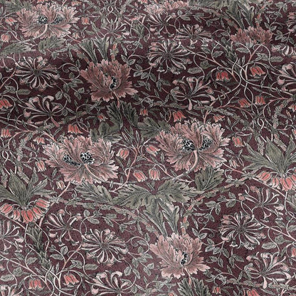100% linen fabric William Morris Honeysuckle red print - Victorian Art crafts - Historical  upholstery dress making 3292
