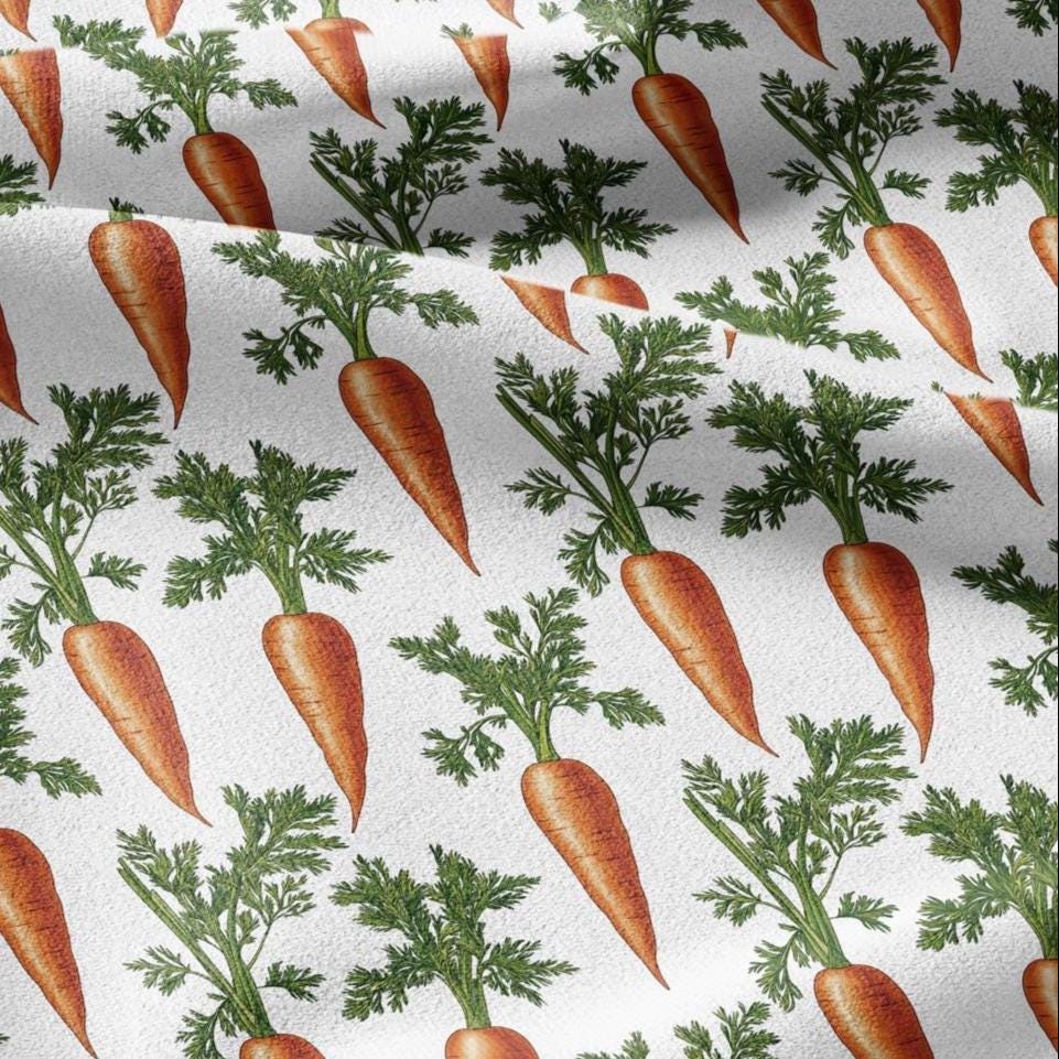 100% LINEN Fabric Carrots print - vegetable botanical stripe upholstery home textile artisan brown white 2371