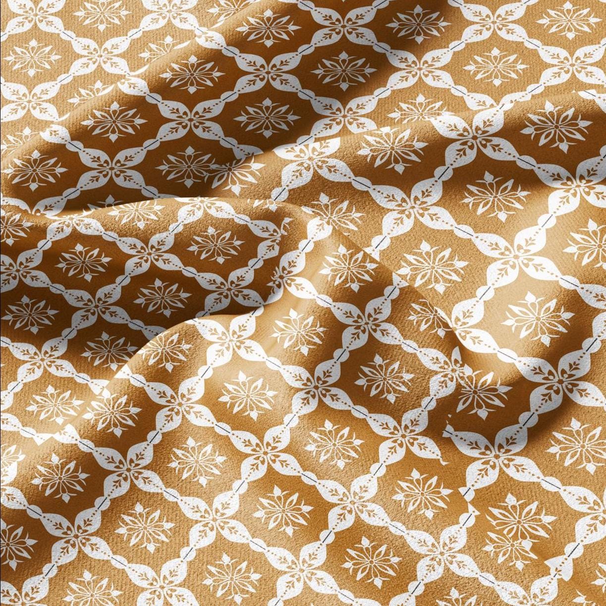 100% LINEN Fabric yellow - geometric block print- for upholstery home decor - medium for dress making 2922