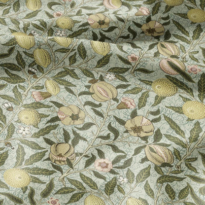 William Morris Fruits 100% LINEN Fabric pale green - British floral upholstery - lemon Pomegranate home textile Victorian fabrics 3184