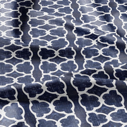 100% LINEN Fabric Indigo blue abstract print - blue linen Arabesque fabric for upholstery home decor dress making