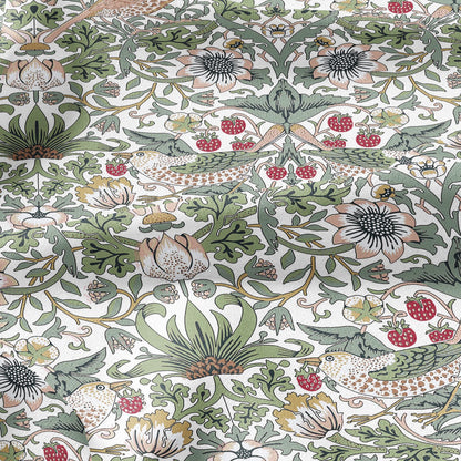 100% LINEN fabric - William Morris Strawberry thief white - British Victorian Art Craft flax - sewing home decor or clothing 3865