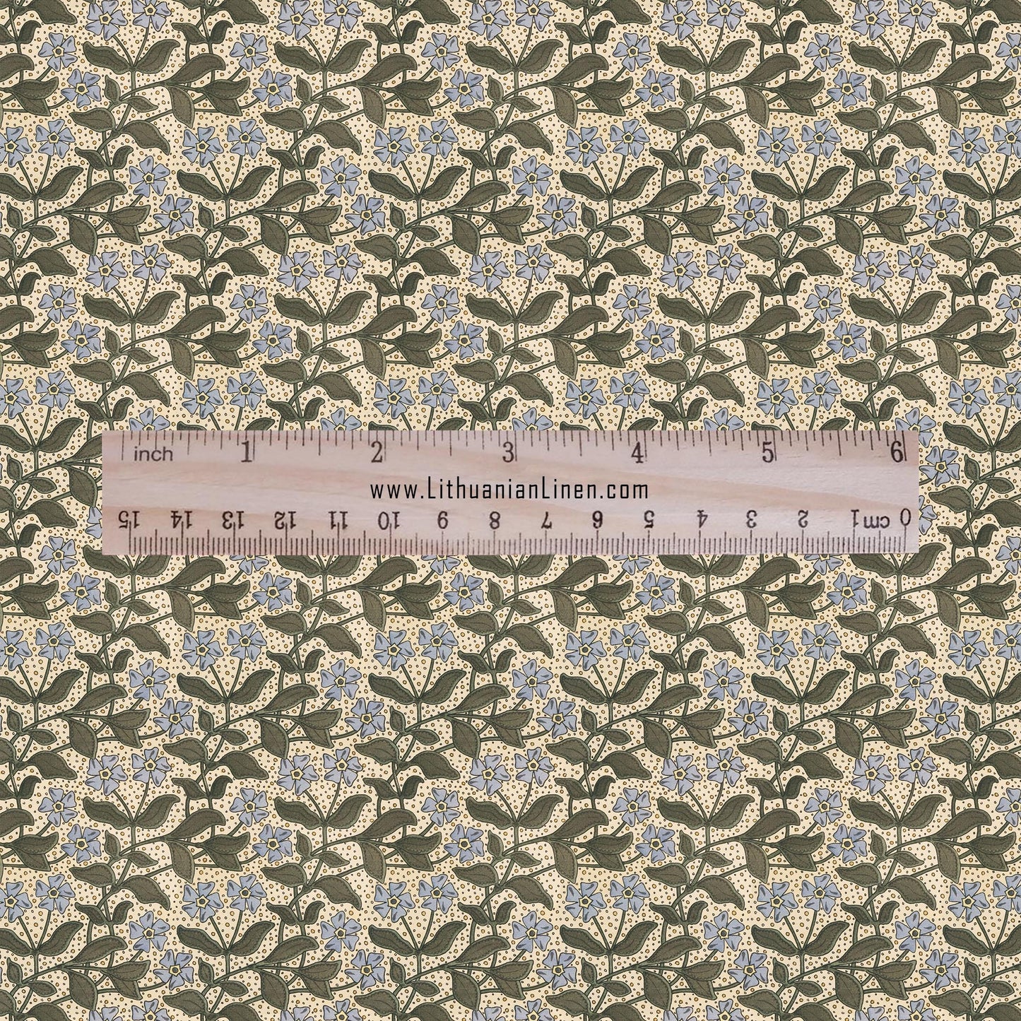100% linen Periwinkle prints fabric for Curtain Upholstery Cushion - Art deco flower print fabric for dress making sewing