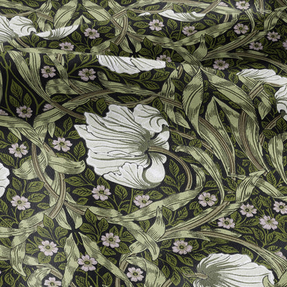 100% LINEN fabric - William Morris Pimpernel olive green - British Victorian flax - sewing upholstery home decor or clothing 3833