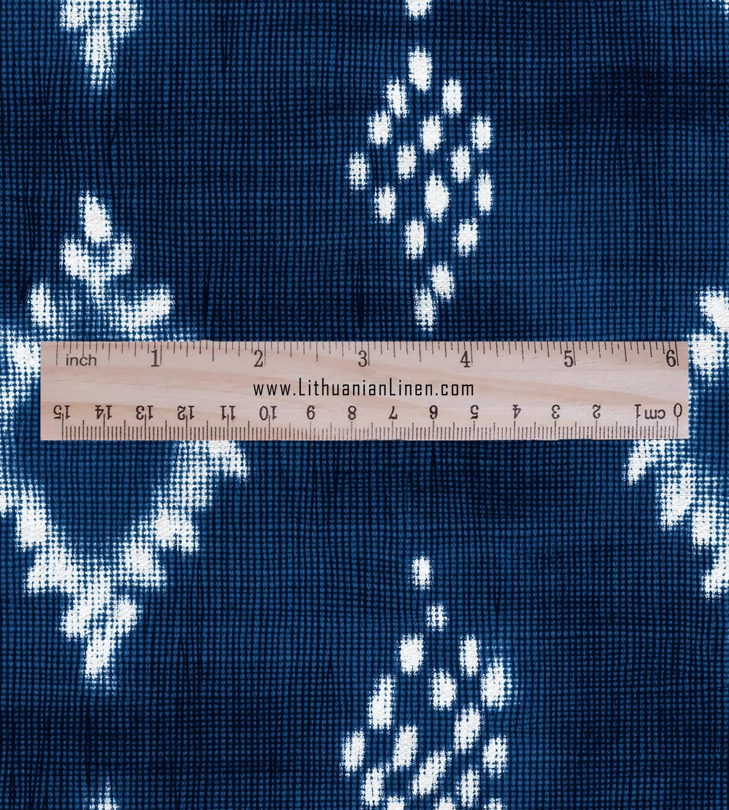 100% LINEN Fabric indigo blue print - Shibori abstract squares - upholstery curtains dress making 2975