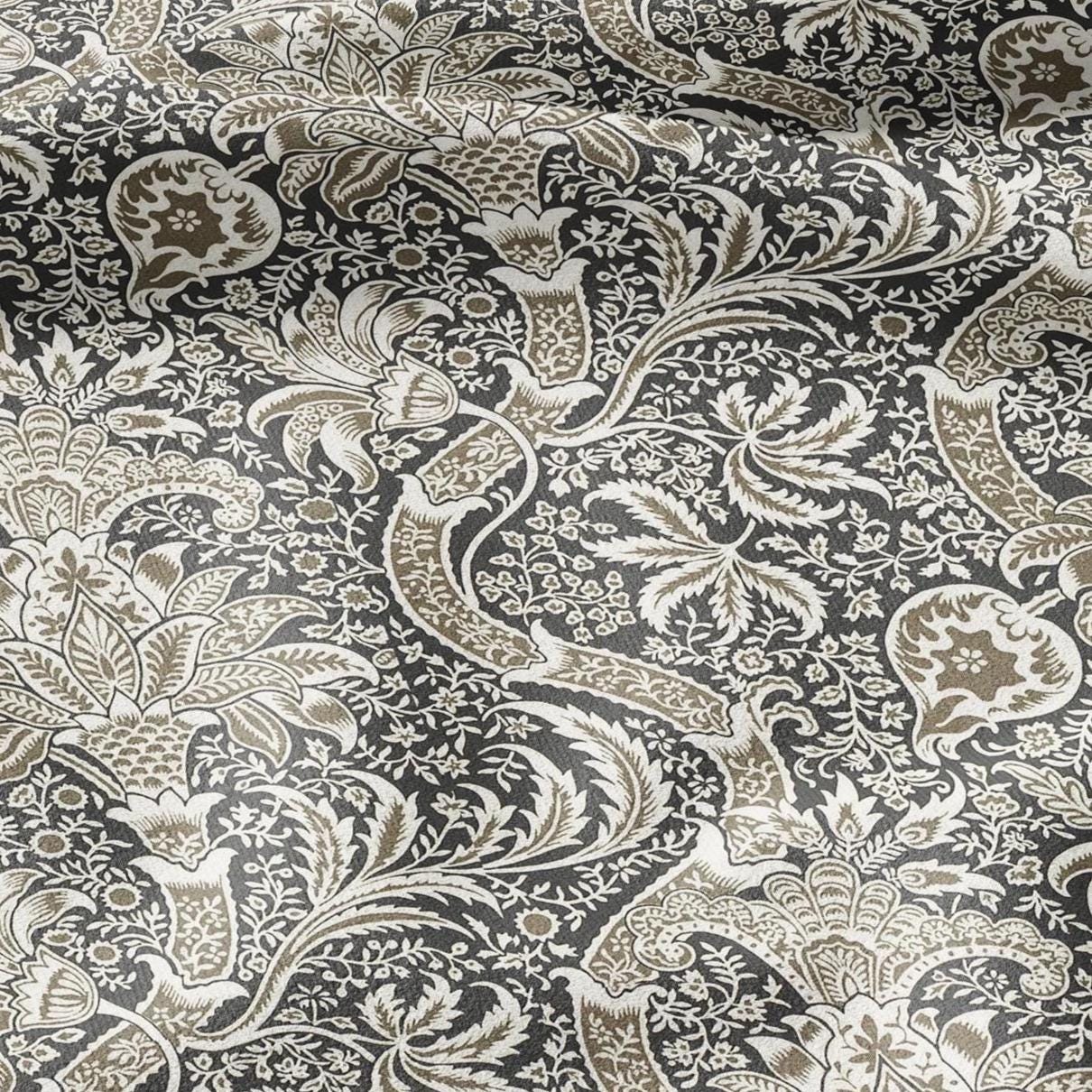 100% LINEN Fabric William Morris Indian print - Modern vintage botanical - hVictorian Art Craft  3142