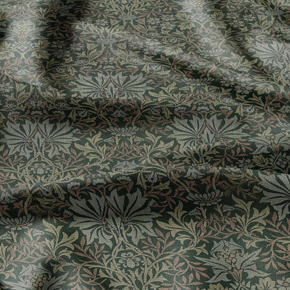 William Morris Green tapestry print on 100% LINEN fabric - Victorian Art and crafts Linen fabric botanical Historical pattern 2110
