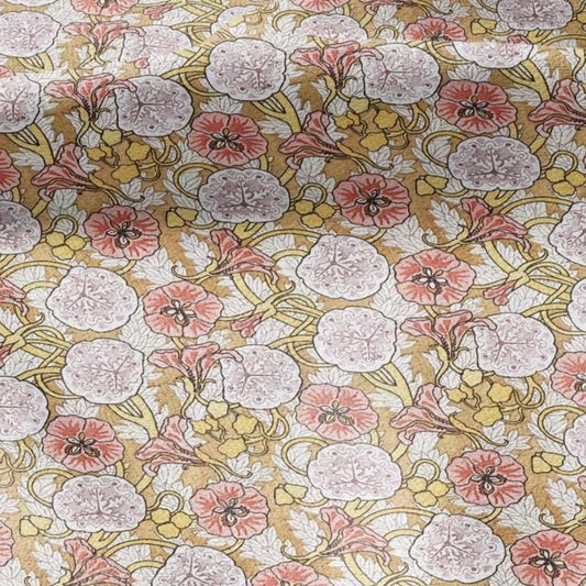 100% linen Capucine prints fabric for Curtain Upholstery Cushion - Indian cress flower print fabric for dress making sewing