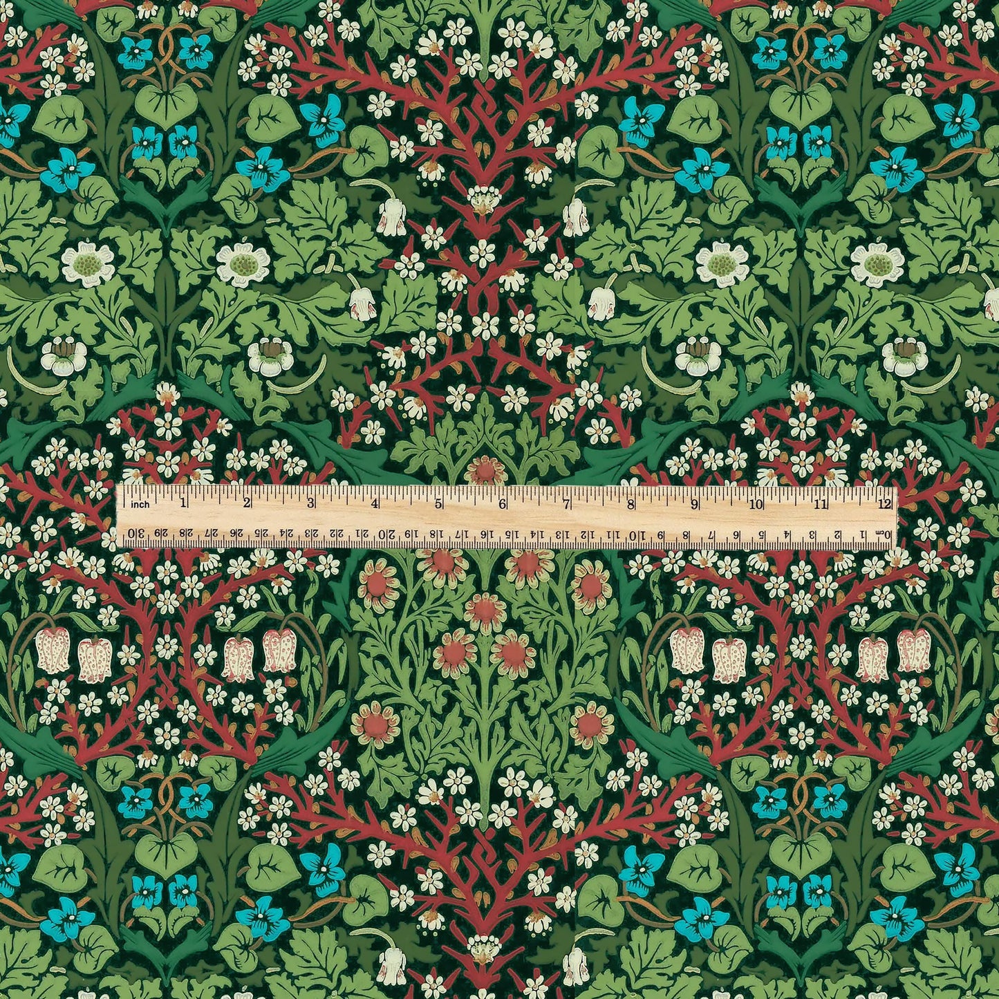 William Morris Blackthorn 100% LINEN Fabric - British linen floral upholstery home textile Victorian fabrics green 3175