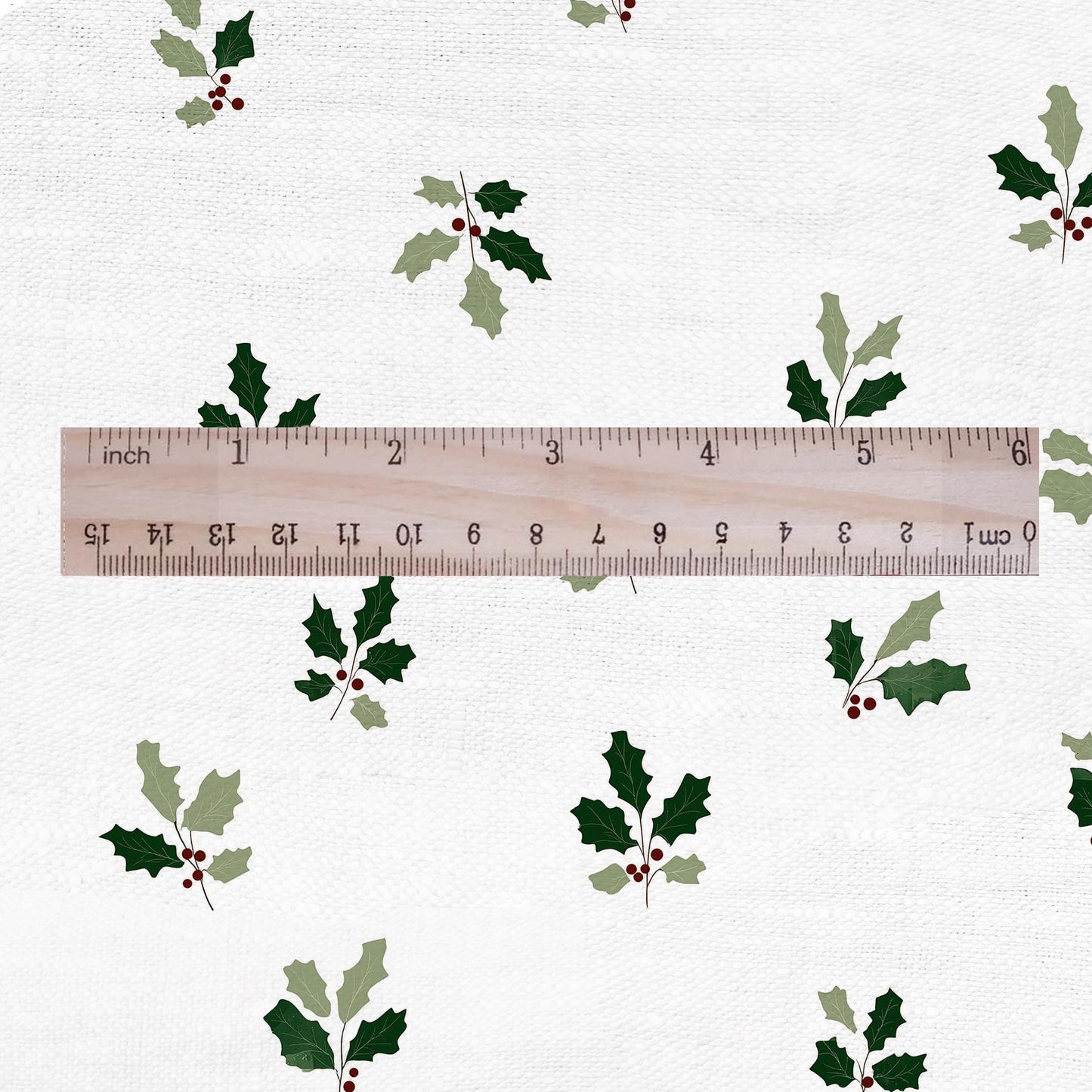 100% LINEN Fabric Leaves tiny green print - Mid-century modern botanical stripe upholstery home textile artisan green white 3094