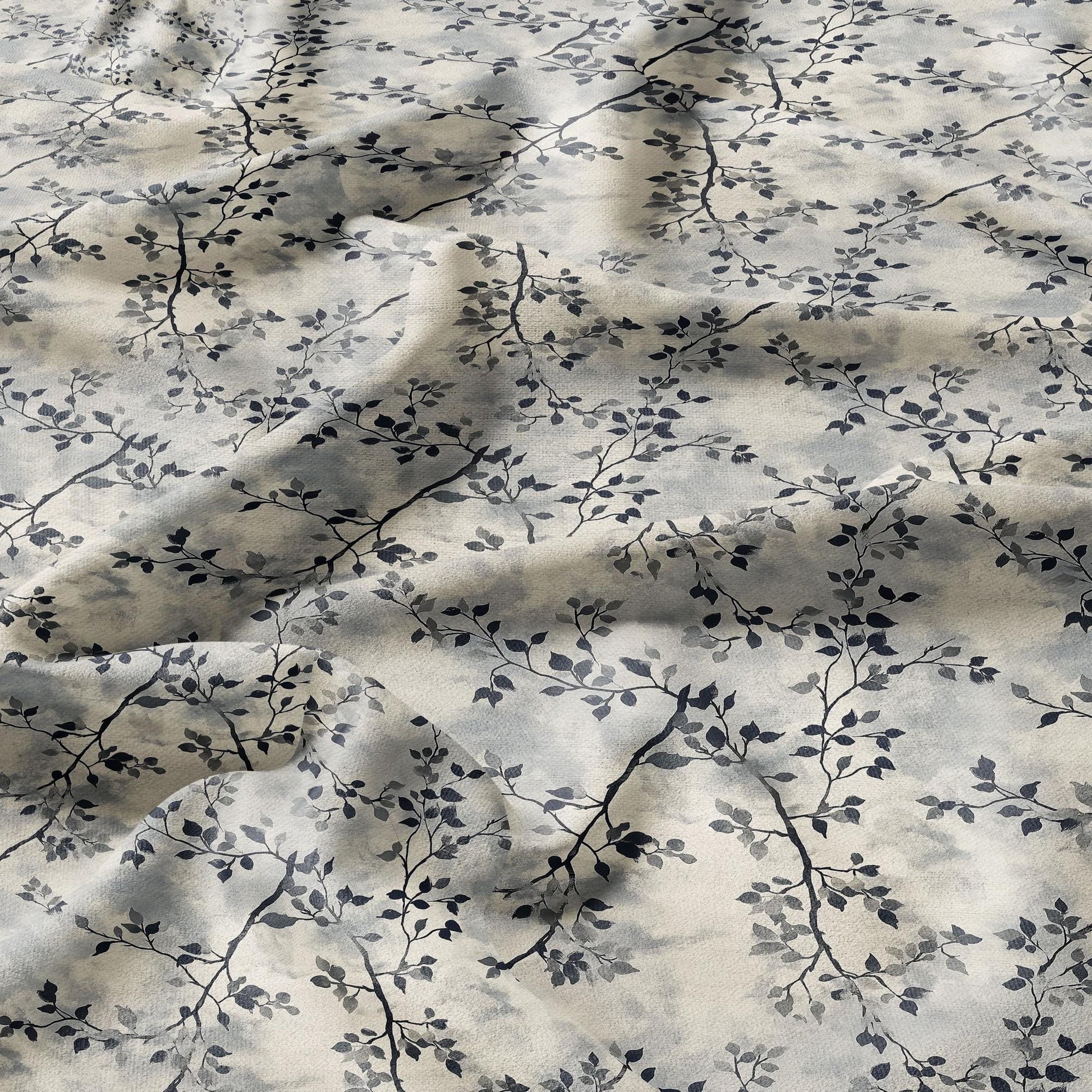 100% LINEN Fabric Abstract Watercolor Wabi Sabi tree print -  modern contemporary print on linen fabric upholstery dress making curtains